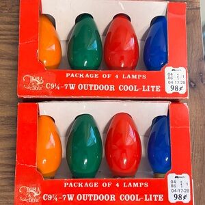 NOS Kmart Christmas Replacement Outdoor Light Bulbs C9 1/4 7 Watt Trim a Tree